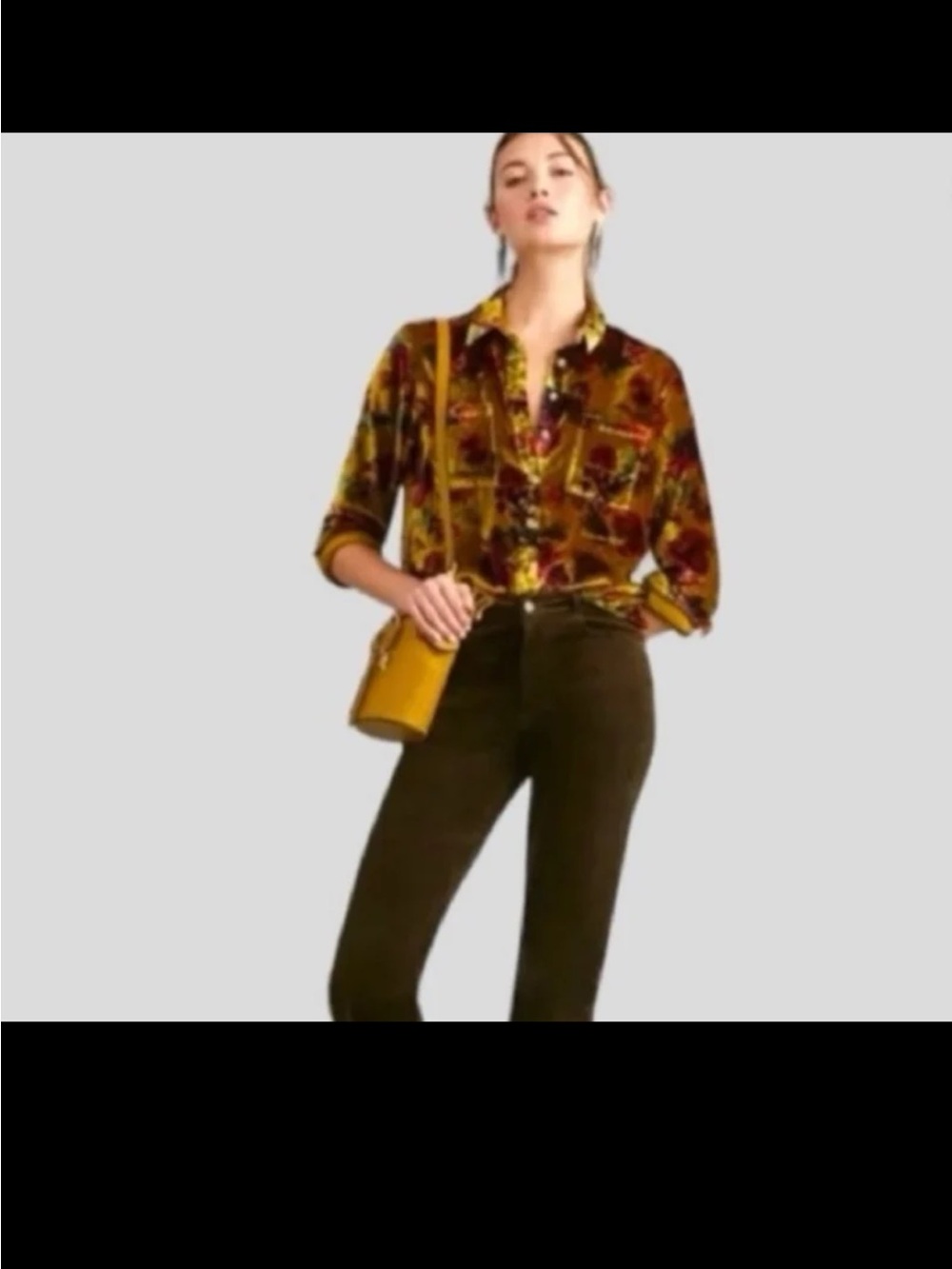 Anthropologie Pilcro Hadley Relaxed Velvet Burnout Shirt Size Small - Picture 5 of 12